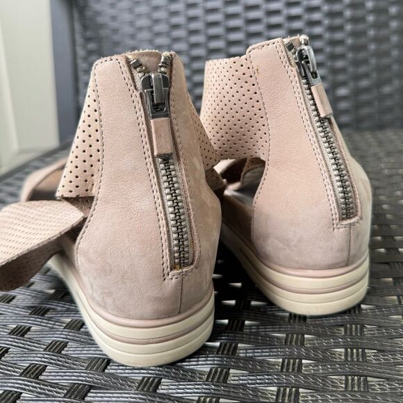 Eileen Fisher Perforated Nubuck Leather Crisscross Platform Sandals 6.5 Blush - Picture 8 of 11